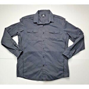 Rock & Republic Men's‎ Button-Down Shirt Cotton Gray Black Print Piping Sz L